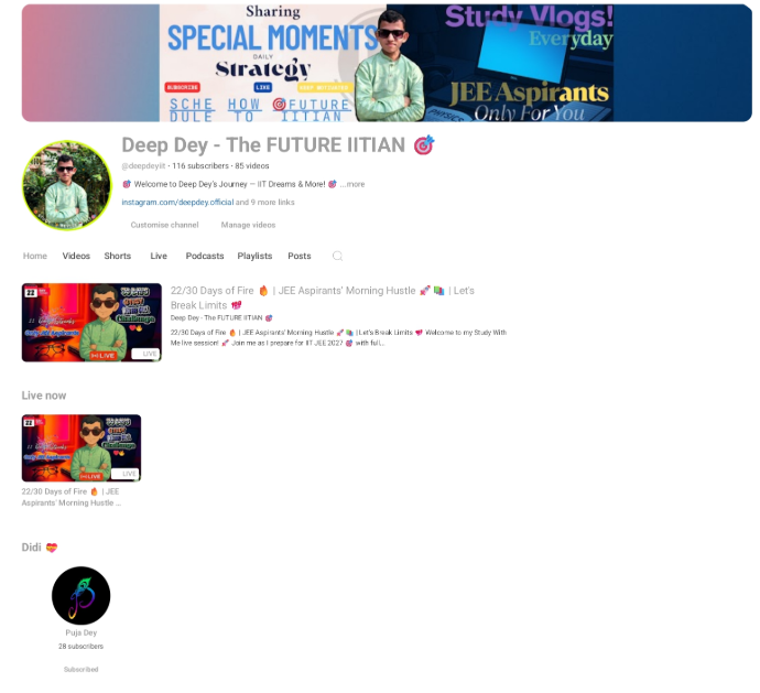 "Deep Dey Official Logo — Representing a JEE 2027 aspirant's journey, focus, and future IITian dreams. A symbol of discipline, motivation, and tech-driven ambition."